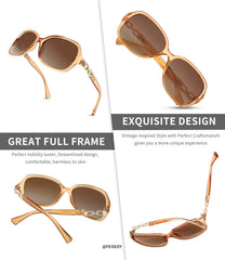 FEISEDY Women Polarized Sunglasses 100% UV400 Vintage Square Sun Glasses Outdoor Driving Fashion Shades for Women B2526