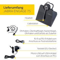Jabra Engage 75 Convertible Wireless Dect On-Ear Headset - Black
