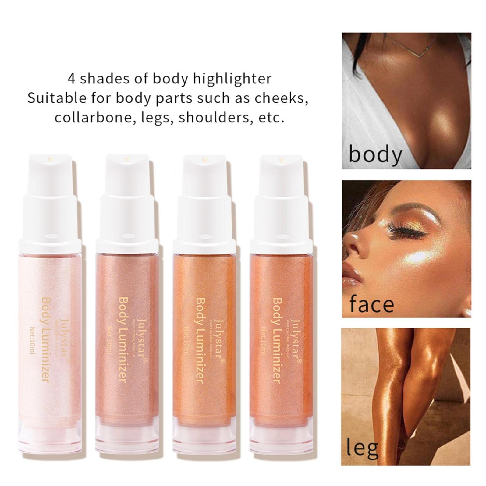 Liquid Highlighter Makeup For Face Cheekbone Body, Shimmer Glow Bronzer Glitter Ultra-Smooth Illuminating Highlighters Makeup, Waterproof Moisturizing Liquid Foundation