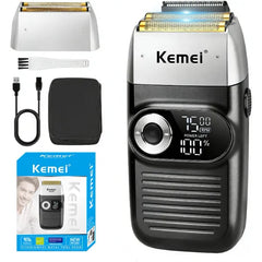 KEMEI Razor Barber for Men,Electric Razor Rechargeable with Beard Trimmer, Cordless Lithium Titanium Razor with Travel Case