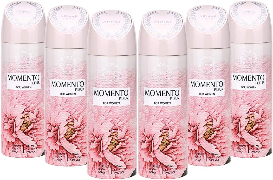 Momento Fleur for Women, Perfume Body Spray, Deodorant For Her - 200ml (PACK OF 6) By ARMAF, From The House of Sterling