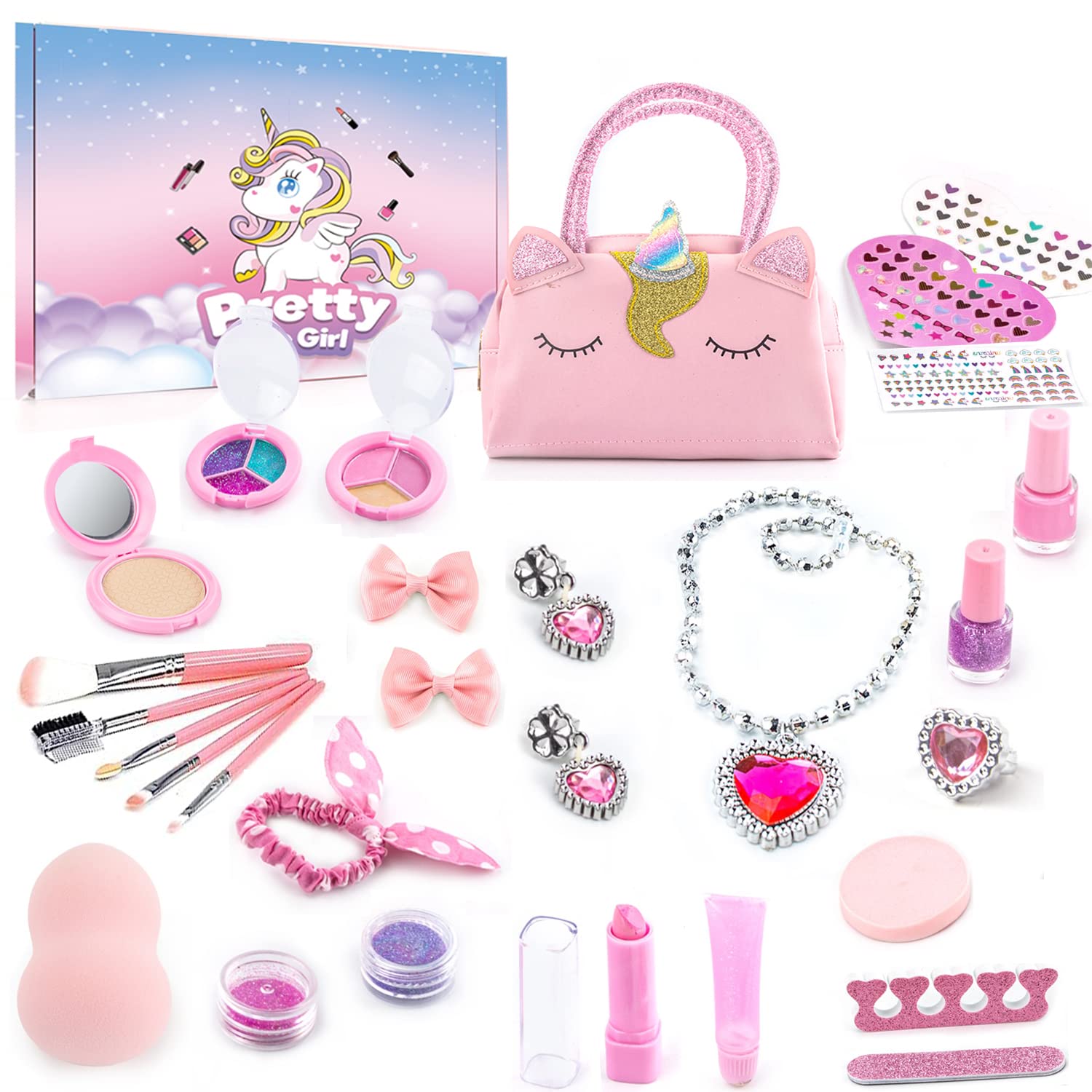 AM ANNA Kids Makeup Kit for Girl Makeup Kit Toys for Girls Play Real Makeup Girls Toys Washable Make Up for Little Girls Non-ToxicToddlers Pretend Makeup Cosmetic Kits,Age 3+Year Old Children Gift