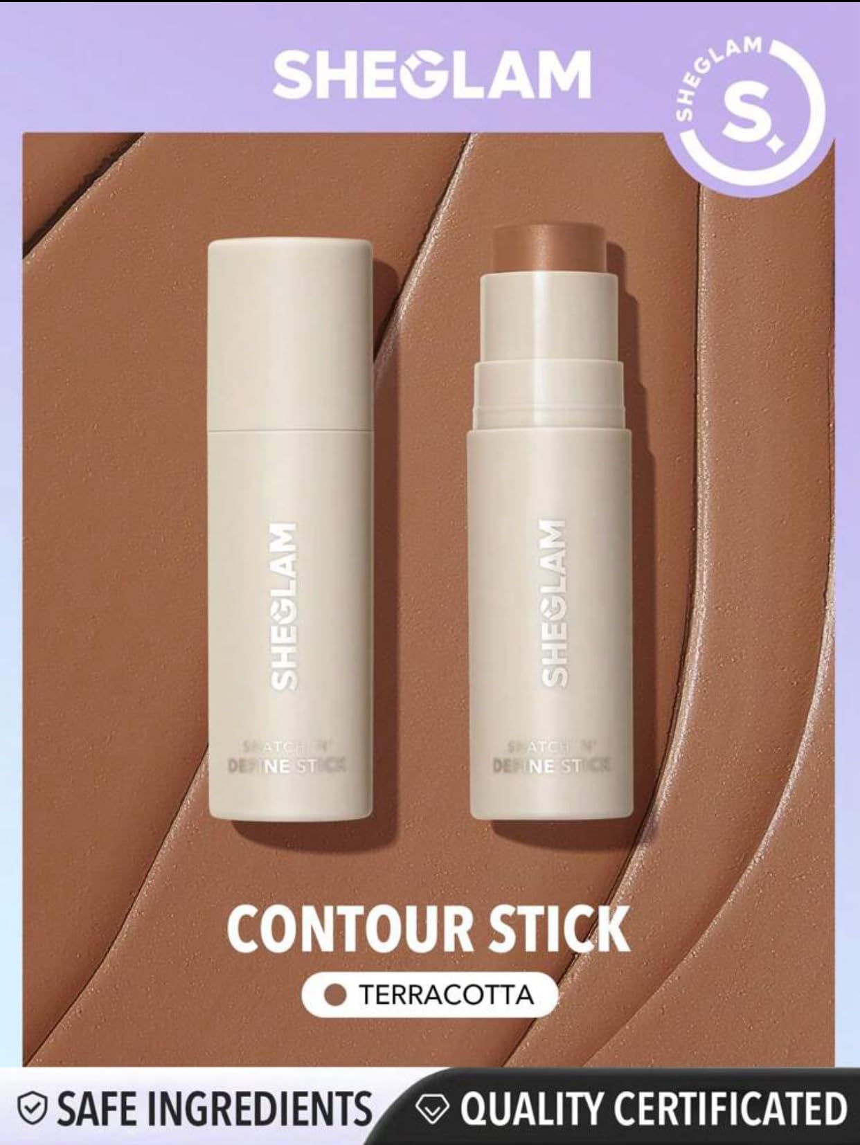 SHEGLAM Snatch 'n' Define Stick - Cream Contour Stick Long Lasting Highly Pigmented Sweat Proof Bronzer Sculpting Lightweight Smooth Natural Contour Face Makeup (Terracotta)