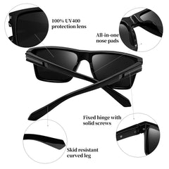 Joopin Sunglasses for Men Women, Polarized Vintage Square Sun Glasses Lightweight TR90 Frame UV400 Protection