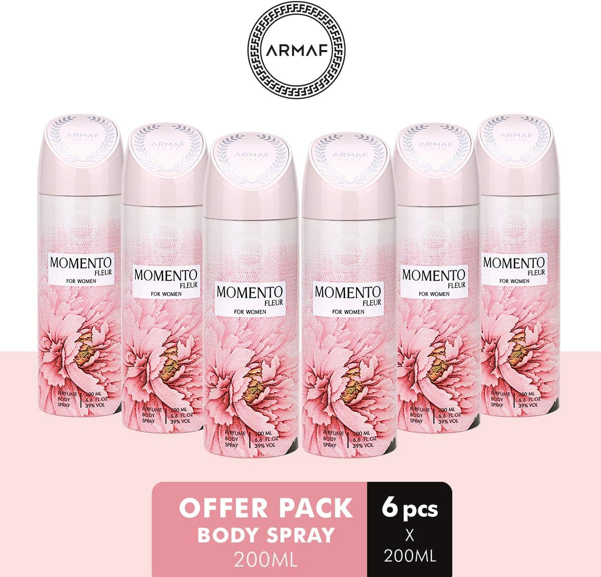 Momento Fleur for Women, Perfume Body Spray, Deodorant For Her - 200ml (PACK OF 6) By ARMAF, From The House of Sterling