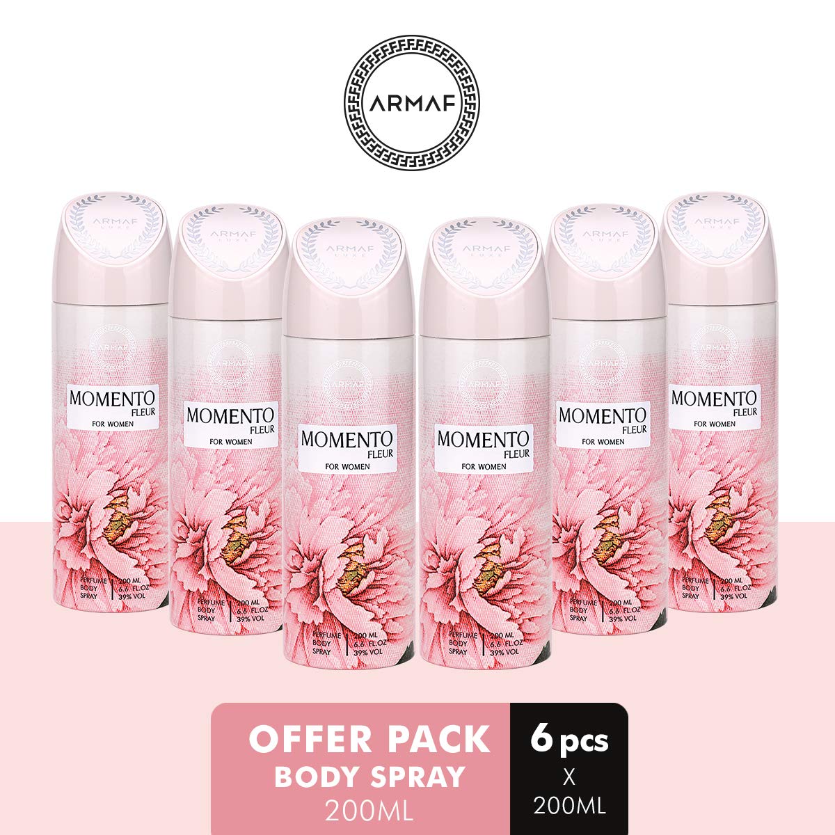 Momento Fleur for Women, Perfume Body Spray, Deodorant For Her - 200ml (PACK OF 6) By ARMAF, From The House of Sterling