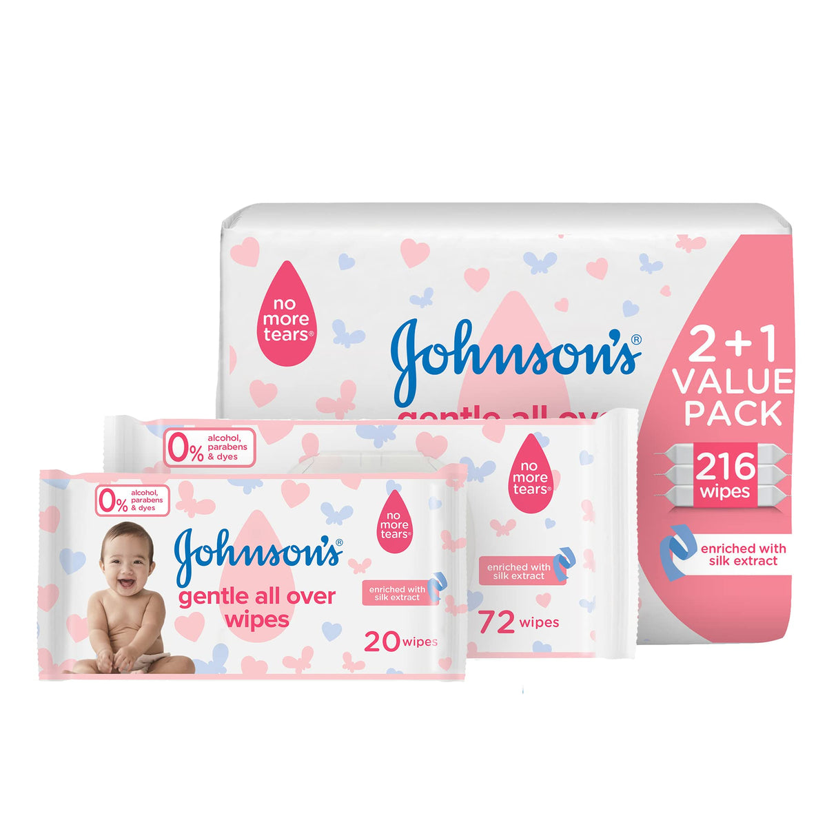 Johnson's Baby Wipes - Gentle All Over, 216 Total Count