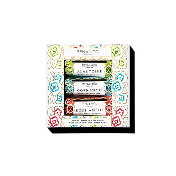 Benamor - Hand Cream Gift Set - Collection of 3 Creams Alantoíne, Gordíssimo and Rose Amélie - Protects, Nourishes, Revitalizes - Delicious Scents, Paraben Free, Vegan - 3 x 30 ml Tubes