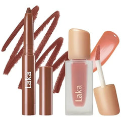 Laka Trending Now Glassy Stain Lip Duo Chai Latte, Stain Lip Liner #07 Espresso Temper  Fruity Glam LIp Tint #131 Creamcha