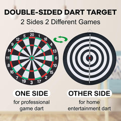 X spring Dart Board Set, 17 Inch Double Sided Usable Dartboard with 6 Metal Tip Darts, Excellent Indoor Game and Outdoor Game, Dart Boards for Adults Teens Family Office Leisure Sport
