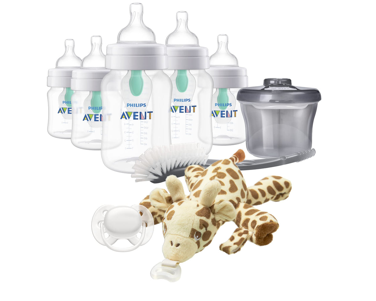AVENT Philips Anti-Colic Baby Bottle with AirFree Newborn Gift Set with Snuggle, Clear, SCD306/10