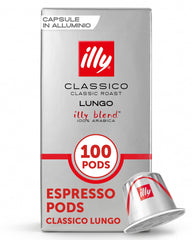 illy Classico Lungo Medium Roast Espresso Compatible Capsules with Nespresso Original Line Machine, 100% Arabica, Premium Italian Coffee, Single Serve,100 Capsules