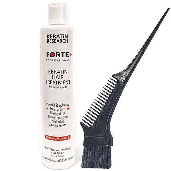Keratin Research Keratin Forte Extra Strength Oil for Curly Hair, Enhanced with Moroccan Argan Oil and Amino Acids, Instantly Straightens and Smooths, Professional Grade, Lasts 4-6 Months, 10oz