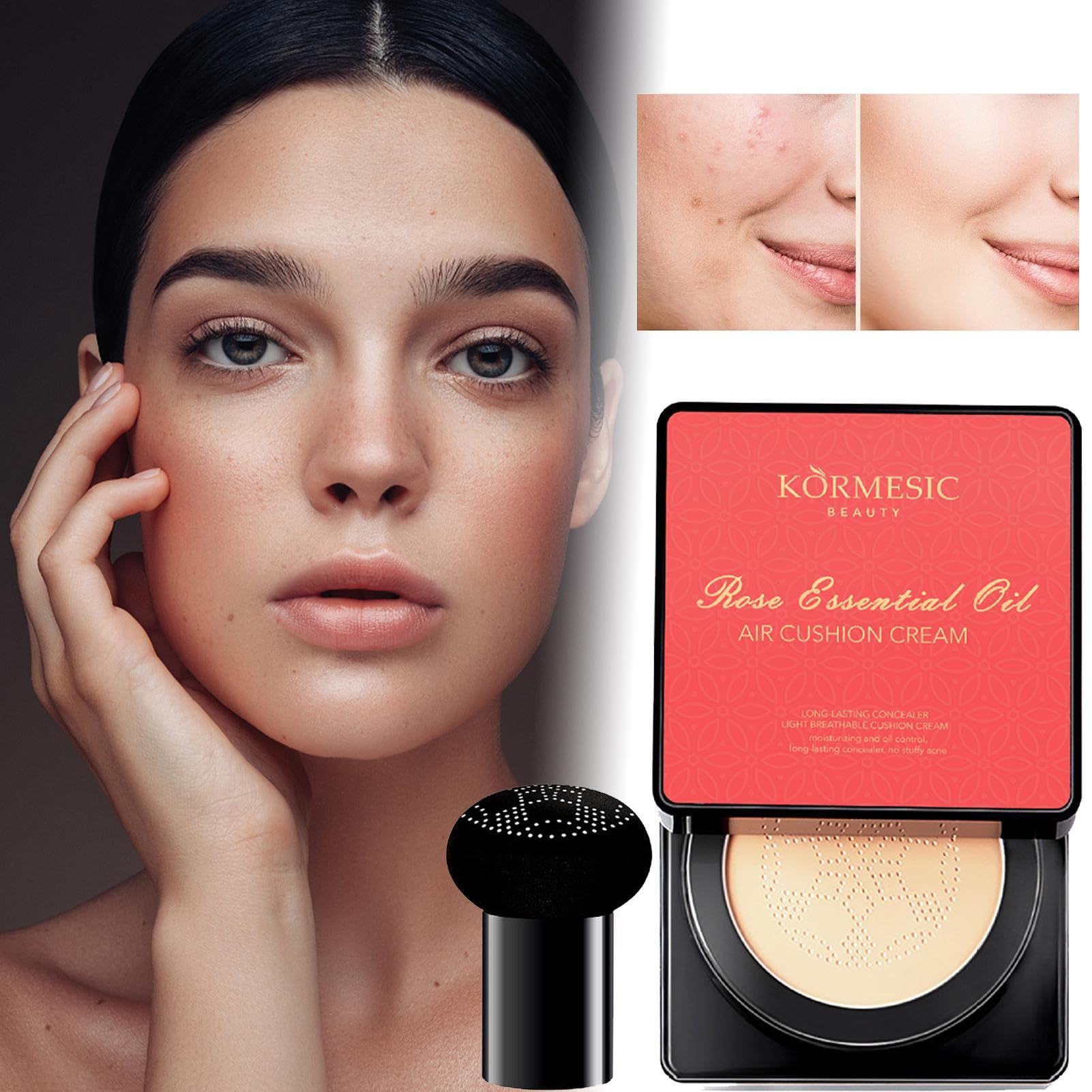 Foundation Cushion,Air Cushion BB Cream - Mushroom Cushion Moisturizing, Hydrating, Covering Blemishes For Wedding, Party, Great Gifts For Birthday Gifts