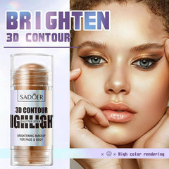 Instant Highlighter Makeup Stick, 3D Glow for Face, Neck, Eyes, Lips & Hair - Nourishing, Buildable, Long-Lasting Shine with Coconut Oil, Castor Oil & Vitamin C