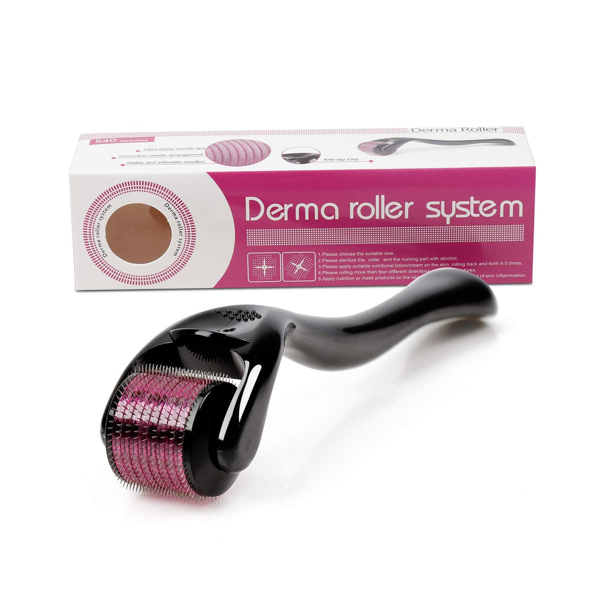 YU WELL Deerma Derma Roller 1.5mm for Face Body Skin Care Microneedle 540 Dermarolling Beard Hair Regrowth Stainless Steel Needle for Wrinkle Stretch Marks Scar Cellulite Women Men