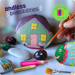 Creoos Rock Painting Kit for Kids Glow in The Dark Arts and Crafts Toys 12 Acrylic Paint 10 Rocks Stickers Gems Craft Summer Activities Kits Art Set DIY Supplies Birthday Gifts Toys for Girls and Boys