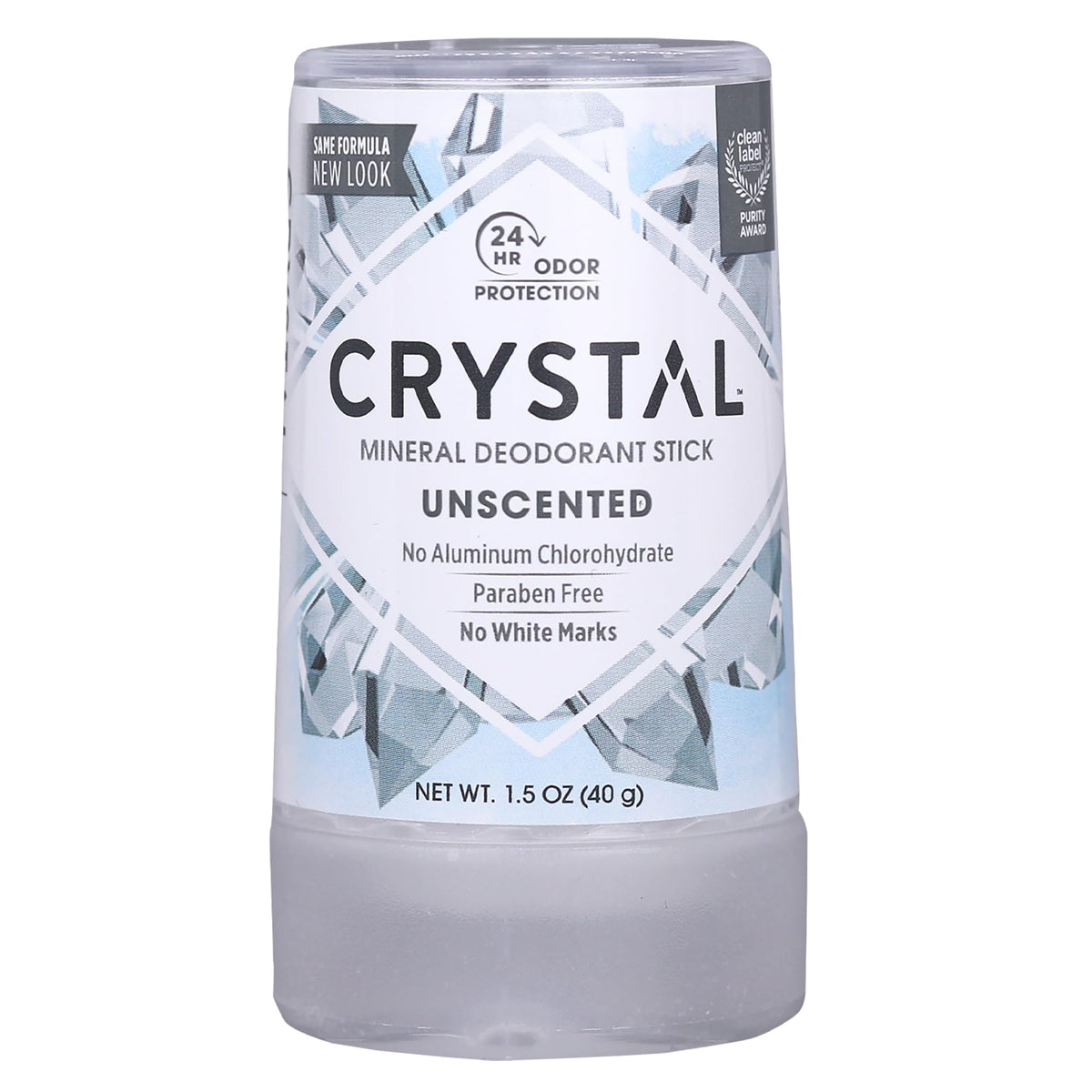 CRYSTAL Deodorant CRYSTAL Mineral Deodorant Stick- Unscented Body Deodorant With 24-Hour Odor Protection, Non-Staining & Non-Sticky, Travel Size Deodorant, Aluminium Chloride & Paraben Free, 1.5 FL OZ