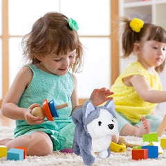 ELECDON Plush Interactive Toy, Electronic Pet, Plush Husky Dog Toy, Interactive Pet Dog, Plush Husky Dog Toy, Can Walking, Barking, Tail Wagging, Stretching, Companion Animal for Kids