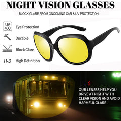 Joopin Polarized Sunglasses for Women, Ladies Big Frame Polarized Eyewear UV400 Protection Driving Fishing - Black Night Vision