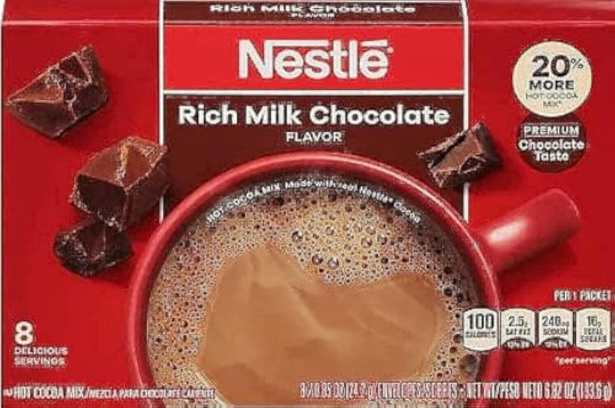 Nestle Hot Cocoa Mix Rich Milk Chocolate 8 x 0.85 ounces Carton