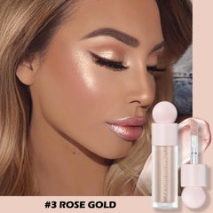 Erinde Liquid Highlighter Makeup, Shimmer Cream Highlighter, Natural Light Face Highlighter, Brightening Liquid Highlight, Face Body Glow Makeup, Glow Drops Makeup, Highlighter Makeup #03 Rose Gold