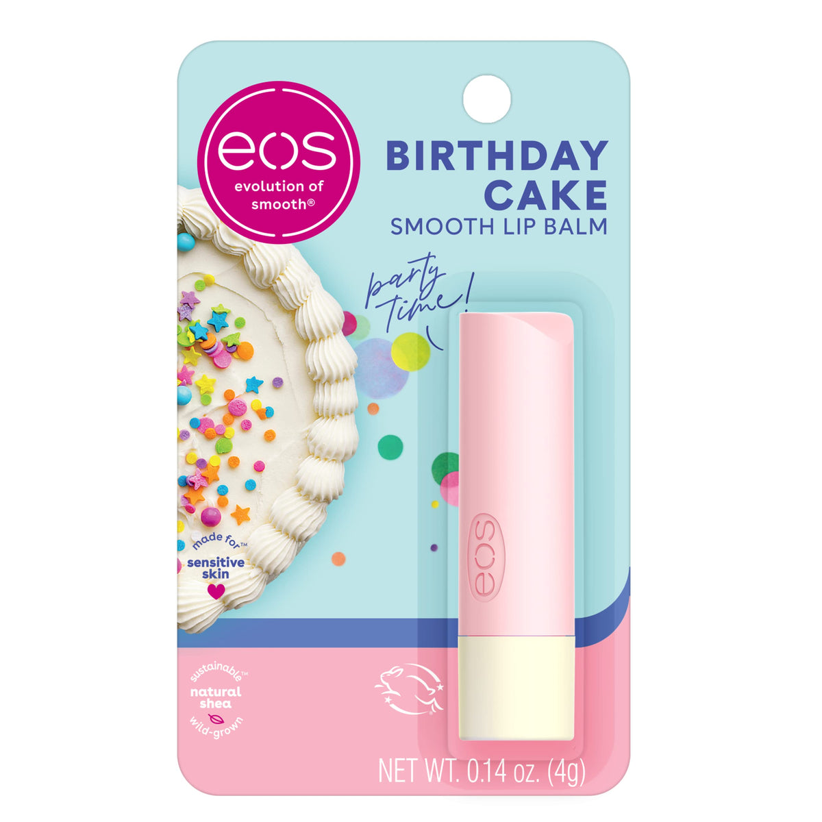 EOS Natural Shea Lip Balm- Birthday Cake, All-Day Moisture Lip Care - 0.14 oz