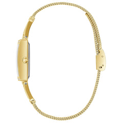 GUESS US Women's Gold-Tone Mesh Analog Watch, one