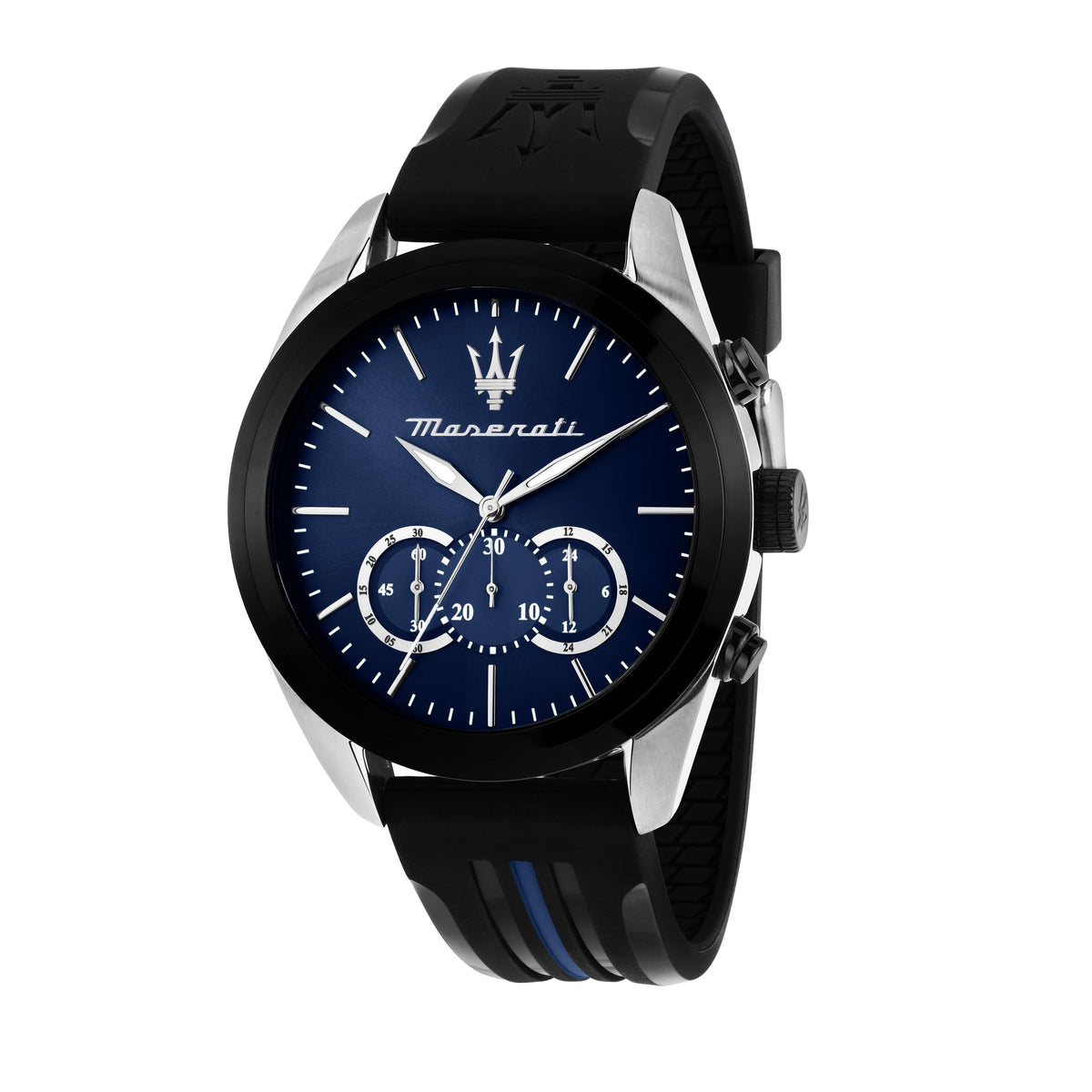 Maserati Men's Watch, Chronograph, Analog, Steel Band, Traguardo Collection - R8871612044 - Black/Blue