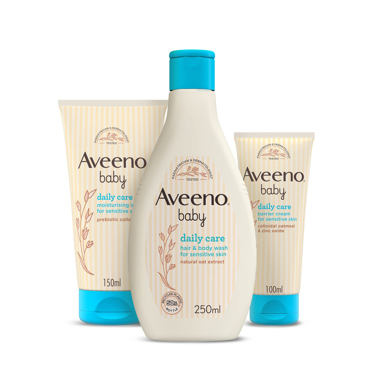Aveeno Baby barrier cream 100ml, Aveeno baby hair and body wash 250ml and Free Aveeno baby daily lotion 150ml