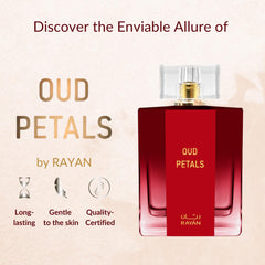 RAYAN Oud Petals Women Perfume – Rose Garden on Musk and Oud Eau De Parfum - Long Lasting Perfume for Women – Bergamot, Rose, Arabian Jasmine, Musk, & amp Oud - Ideal Gift for All Occasions - 100mL