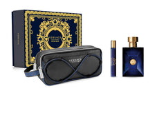 Versace Dylan Pour Natural EDT Spray and Cosmetic Bag 3-Piece Gift Set for Men, Blue