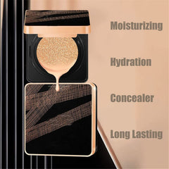 Gold Concealing Beauty Air Cushion Cream, Air Cushion BB Cream Waterproof Foundation, Long-lasting Moisturizing Concealer Cushion, Full Coverage Natural Makeup, for All Skin Type (01# White)