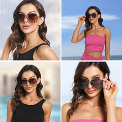 VIVIENFANG Premium Rimless Oversized Aviator Sunglasses for Women VF2203 - Black