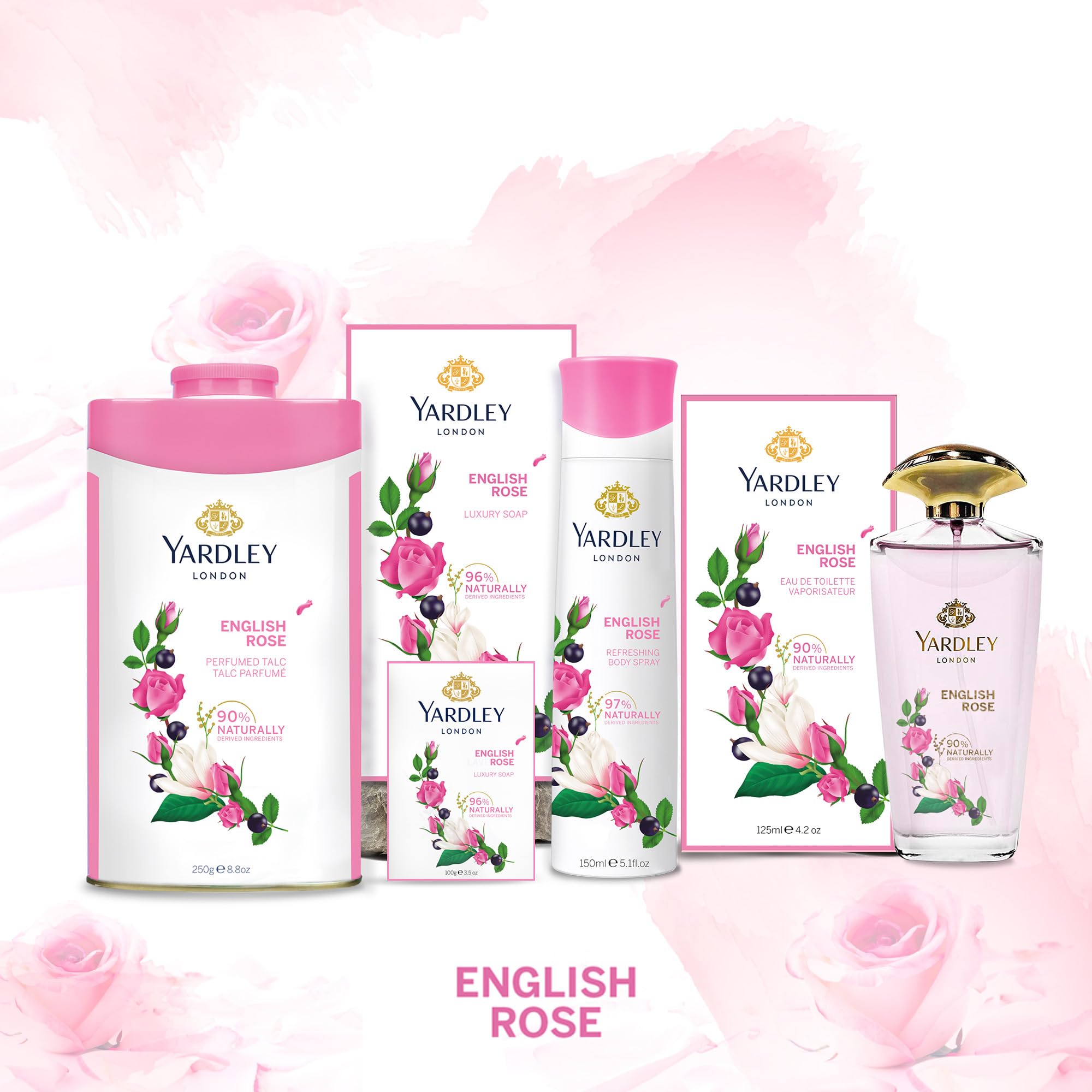 Yardley English Rose Perfumed Talcum Body Powder, All Day Fragrance, Soft And Feminine Freshness- 250 Gm