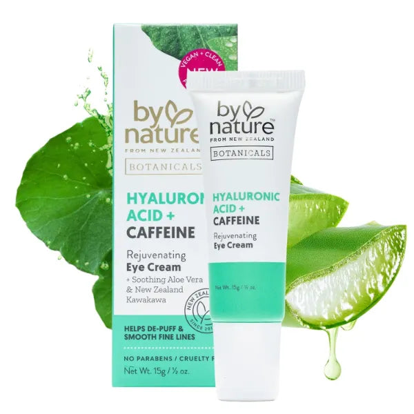 By Nature Botanicals Hyaluronic Acid & Caffeine Under Eye Cream - Firming & Refreshing Eye Cream for Dark Circles - .5oz