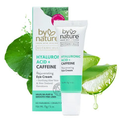 By Nature Botanicals Hyaluronic Acid & Caffeine Under Eye Cream - Firming & Refreshing Eye Cream for Dark Circles - .5oz