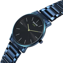 Sonata Sleek Quartz Analog Blue Dial Blue Stainless Steel Strap Watch for Men, Blue