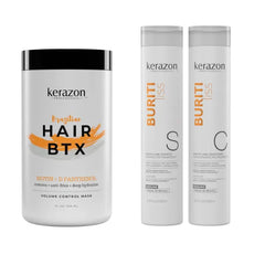 Kerazon Professional Brazilian Hair BTX Treatment For All Hair Types + Sulfate Free and Sodium Free Shampoo & Conditioner KIT