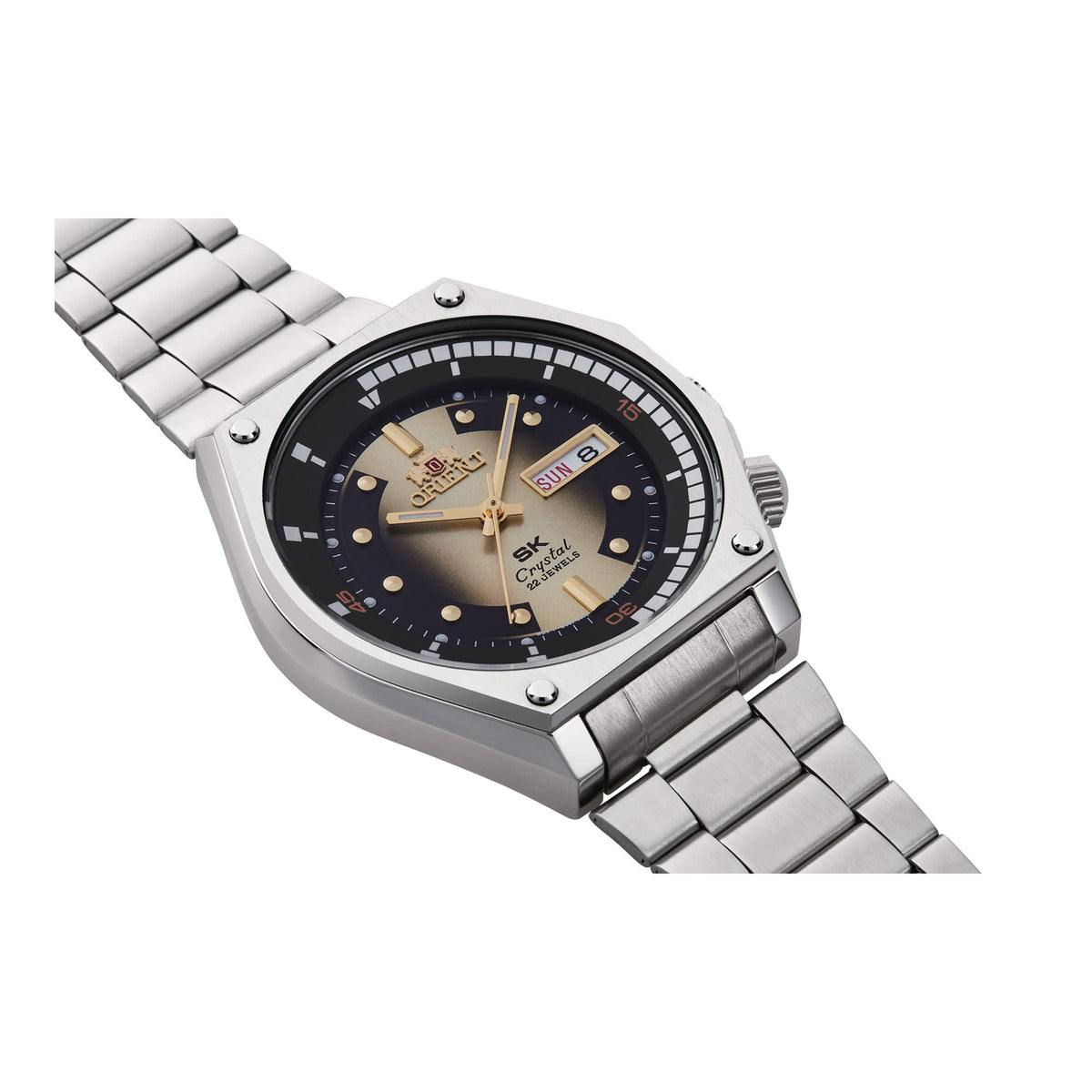 Orient Neo 70s Revival Vintage Men's Automatic Manual Winding Mechanical Sports Wrist Watch Stainless Steel Bracelet and Case