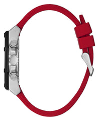 GUESS Men's Quartz Watch Stainless Steel case 44MM, Red Silicone Strap (Model: GW0263G3)
