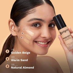 Pilgrim Medium Natural Almond Serum Liquid Foundation, Matte & Poreless,30 ml |Foundation for face make up infused |Water-Resistant,All Day Coverage|All SkinTypes