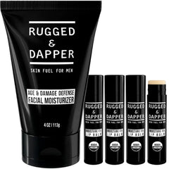 RUGGED & DAPPER Men’s Daily Moisture Face + Lip Kit, Deep Moisture, Skin Repair & Smooth Texture Facial Balm