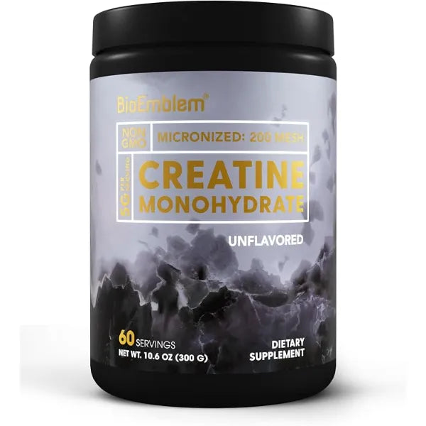 BioEmblem Creatine Monohydrate Powder Micronized, Unflavored, 300g Supports Muscle Strength, Workout Recovery & Exercise Performance, Mixes Easily, Daily Use, Non GMO, Vegan for Women & Men