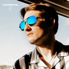 KANASTAL Polarized Sunglasses for Men Women, Large Memory Metal Frame Lightweight Sun Glasses 100% UV400 Protection Shades for Driving