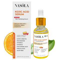 Nasola Kojic Acid Serum for Skin Clarifying, Complexion Revitalization Fade Cream with Alpha Arbutin, Vitamin C & E, & Niacinamide 1.0 Fl oz