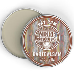 Viking Revolution Bay Rum Beard Balm - Beard Butter with Argan Oil, Beard Softener for Men with Jojoba Oil - Beard Moisturizer for Men with Beeswax - Beard Wax for Men (2oz, 1 Pack) - Mango