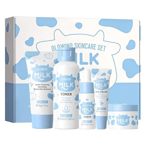 LAIKOU Skin Care Set, Skin Care Routine Kit for Women, Skincare Gift Set, Travel Size Toiletries with Milk Cleanser, Toner, Serum, Eye Cream, Face Cream Mother's Day Christmas Birthday Daughter Wife