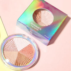 Highlighter Powder Makeup Palette - 5 Colors Highlighter Palette Glitter Bronzer Contour - Long Lasting Highly pigmented Powder Highlighter - Three Dimensional Face Make up