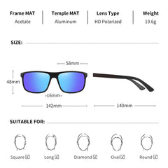 PUKCLAR Polarized Sunglasses Men Women - Rectangular Hiking Lightweight Material TR90 Frame UV400 Sports Outdoor Golf Cycling Fishing Eyewear Sunglasses
